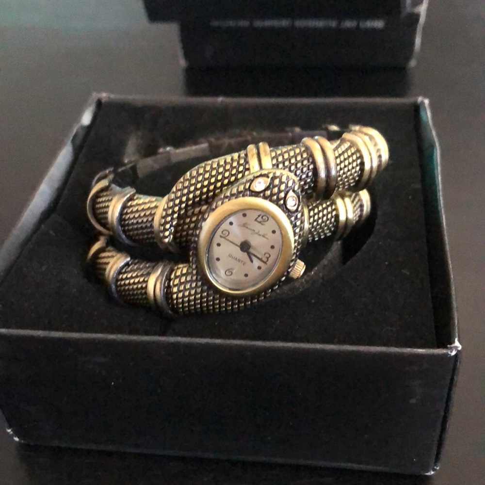 Snake Bracelet Watch Bronze Kenneth Jay Lane
